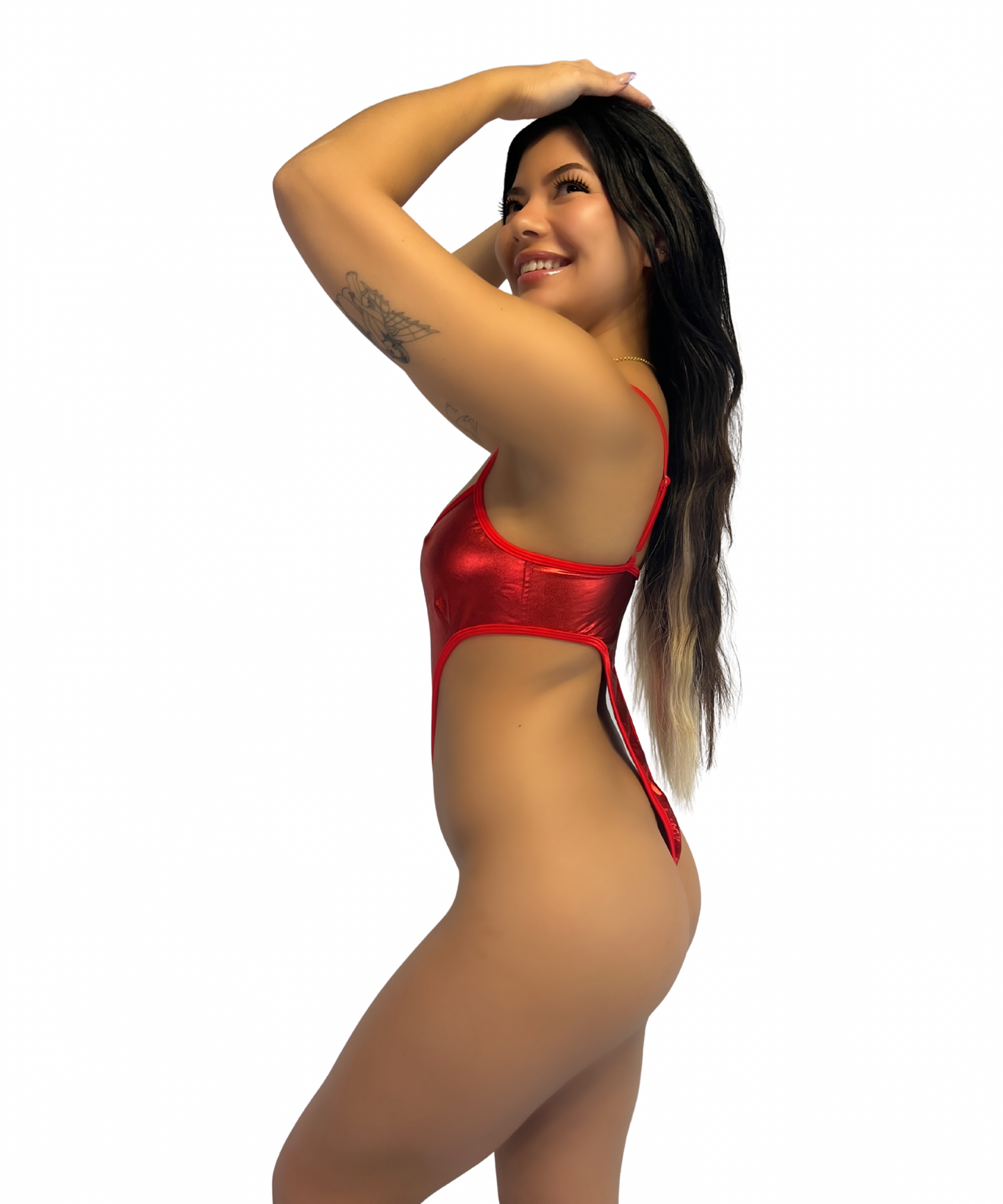 Sassy Red Metallic Monokini Stripper Outfit