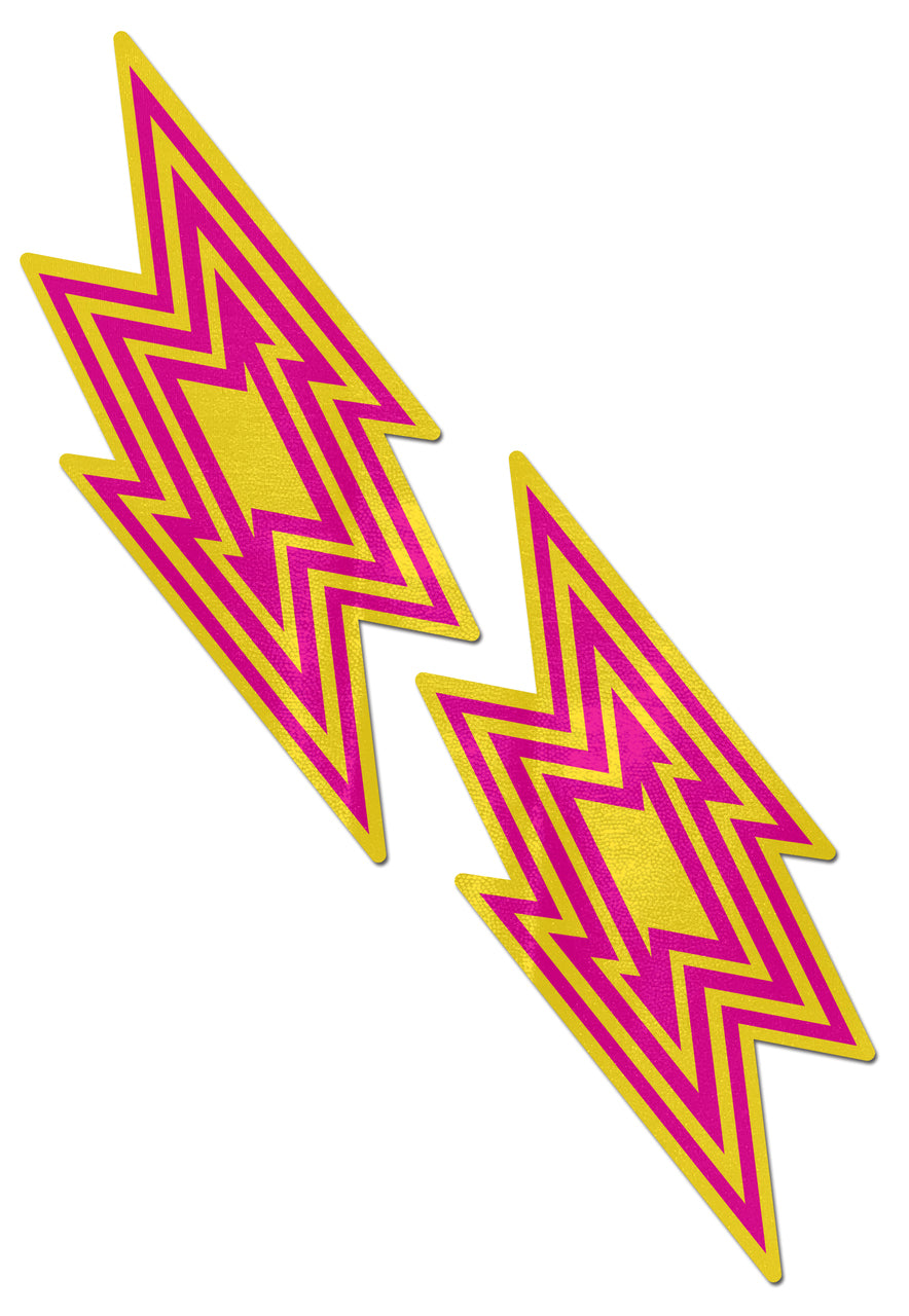Yellow and Pink Lightning Bolt Nipple Covers Stripper Wear