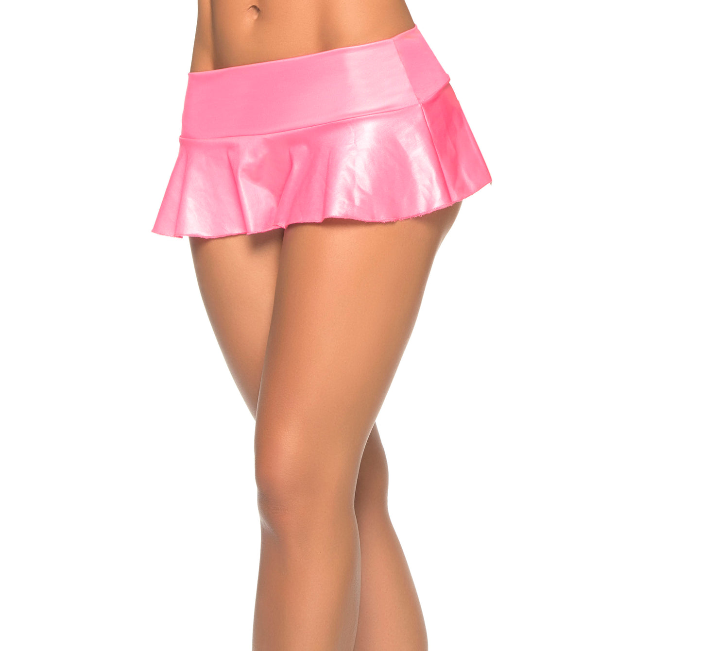Pink Wet Look Ruffle Skirt<br><span>Fun, flirty and fabulous! Our ruffle skirt is the perfect pretty little standby that should be a part of every wondrous wardrobe! This sexy staple is Perfect for dressing up your cami and sandals or top off your swimsuit as the perfect cover-up. </span>