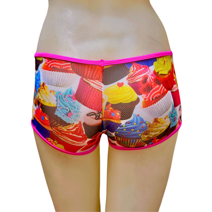 Mesh Short With Cup Cake Designs