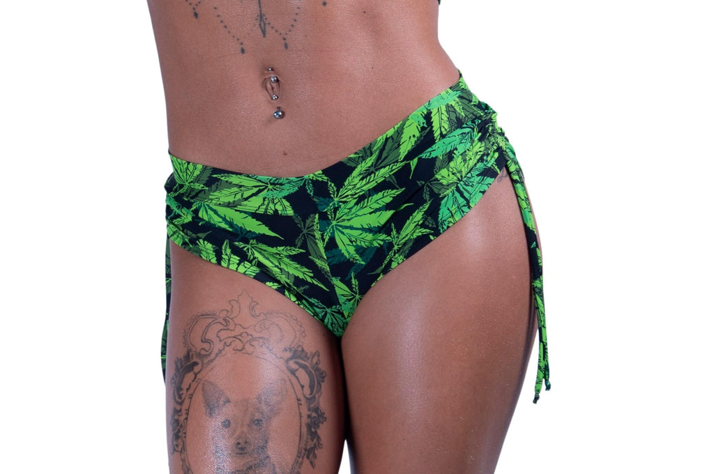 Cheeky Tie Side Marijuana Print Shorts- Sassy Assy
