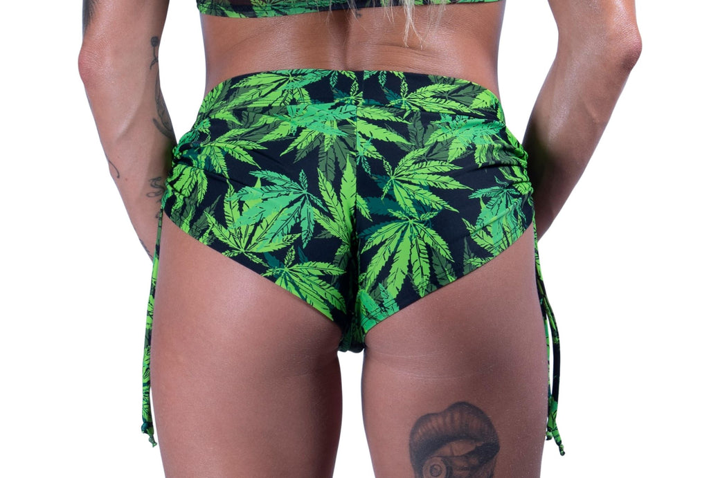 Cheeky Tie Side Marijuana Print Shorts- Sassy Assy