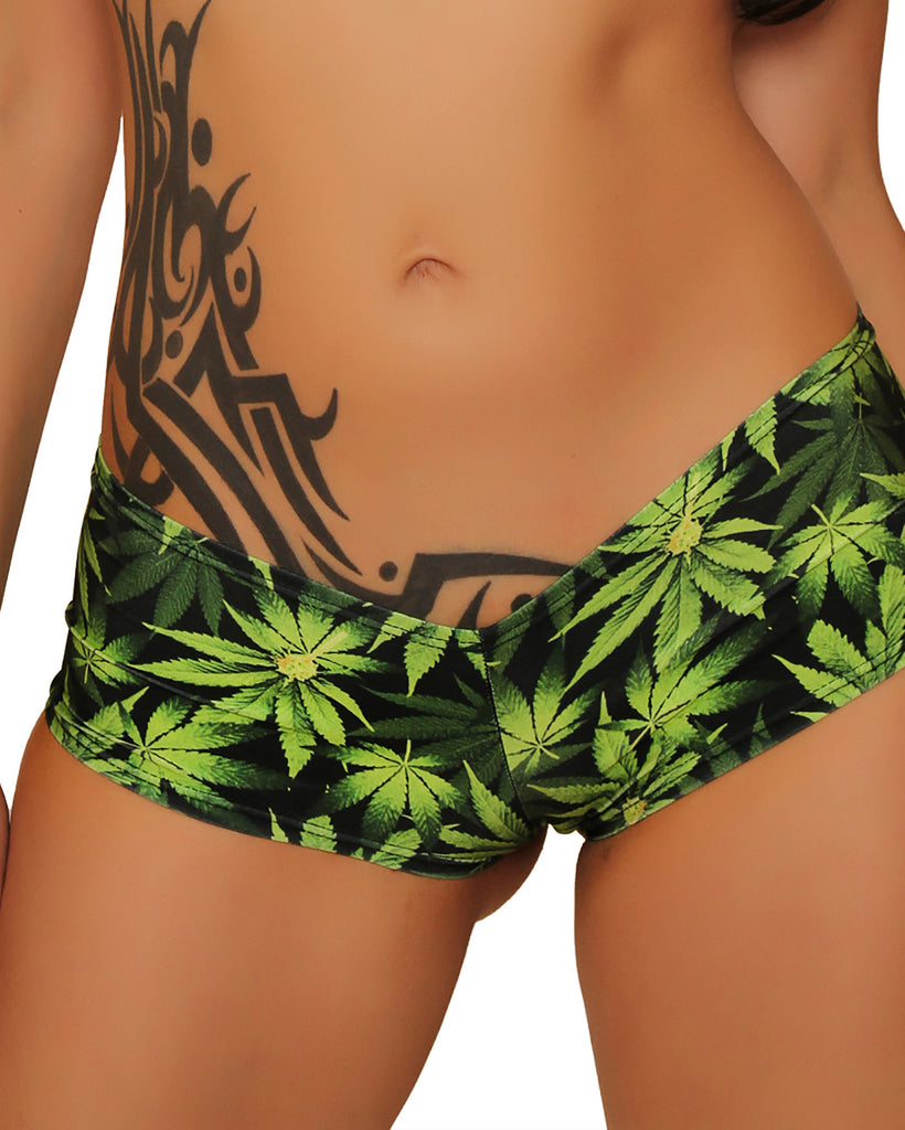 Basic Booty Shorts Marijuana Clothing