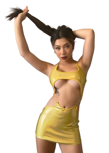 Gold Holographic Mini Dress 