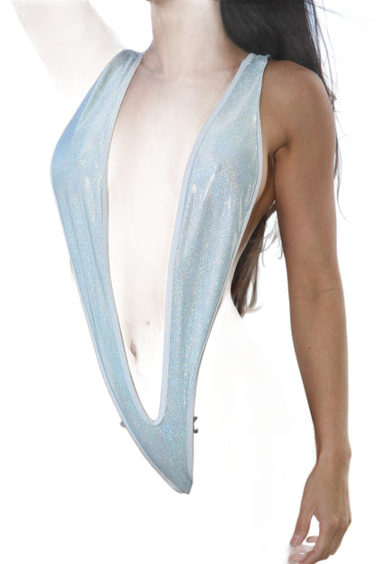 Sassy Silver Metallic Naked Slingshot Bikini-Stripper Clothing