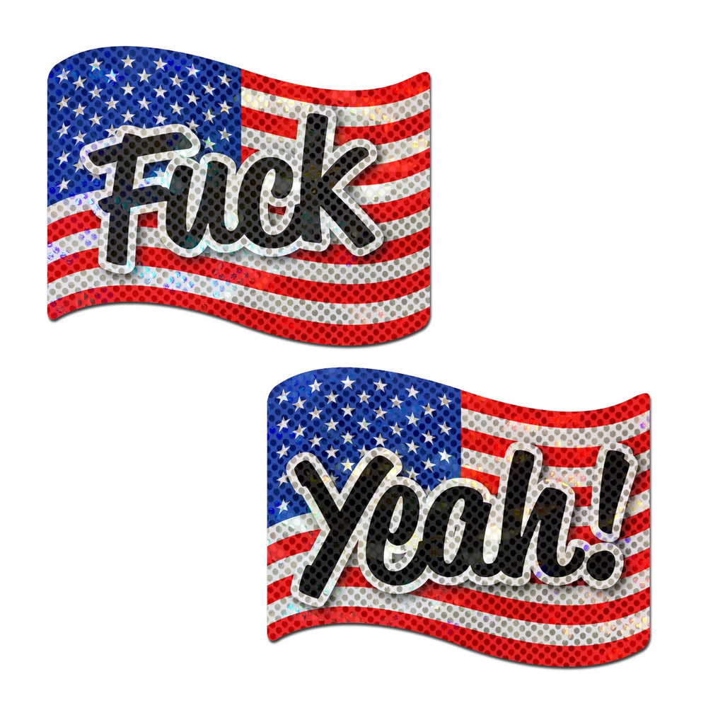 America 'Fuck Yeah!' Stars & Stripes Flag Nipple Pasties