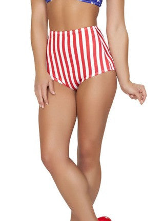 High Waisted Red-White Stripes American Shorts
