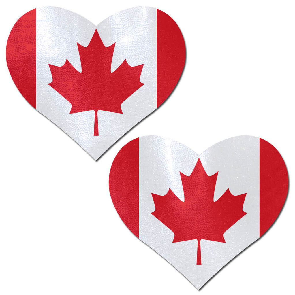 Canadian Flag on Heart Nipple Pasties Flag Pastease