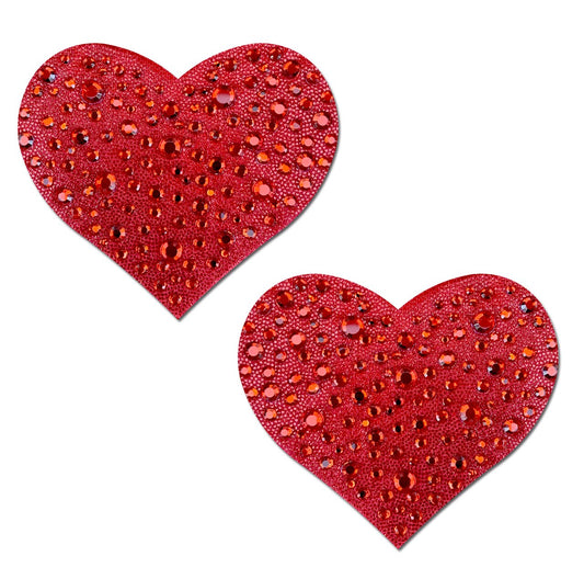 Crystal Red Sparkling Heart Nipple Pasties