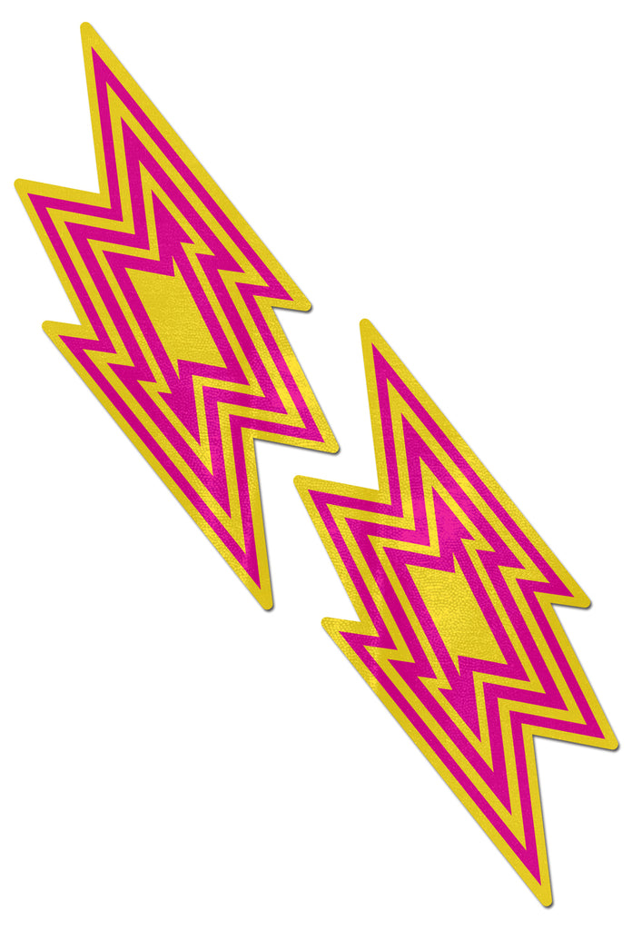 Yellow and Pink Lightning Bolt Nipple Covers Stripper Wear