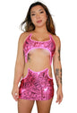 Look Great for your next rave or real sassy for the club in this Neon Pink  Money Print Mini Dress