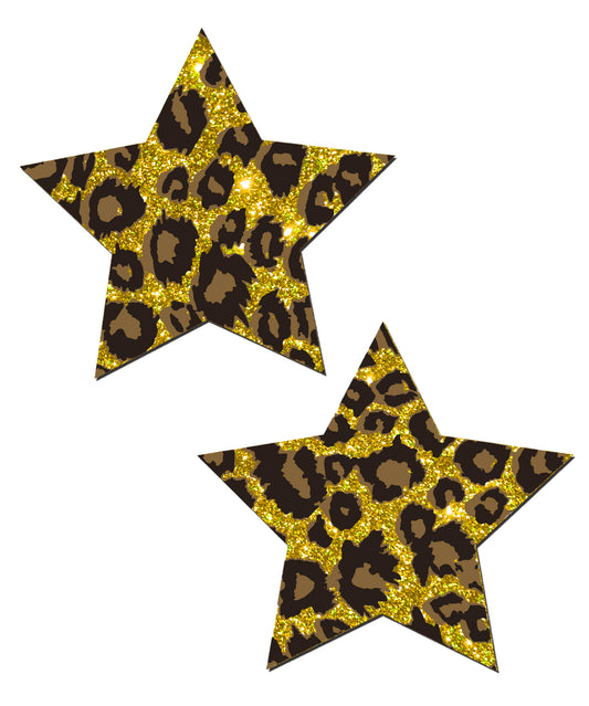 Glittering Gold Cheetah Star Nipple  Covers Stripper Wear